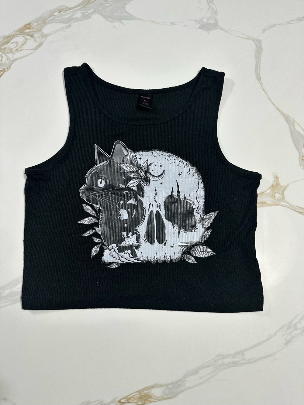 Witchy Black Cat Skull tank top - Romwe - Graphic - witch - goth - punk - alt